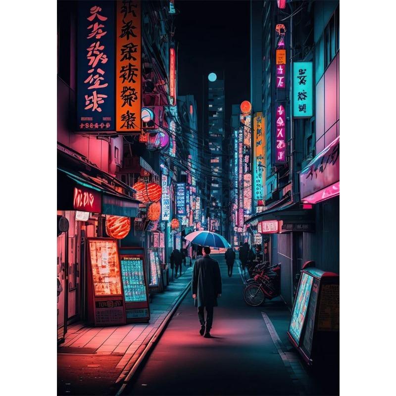 Эстетика неоновых плакатов 80-х годов, Тур по городу, Красочная ночь, Холст, Настенное искусство, Постеры и принты для гостиной, Домашнее украшение, Подарок