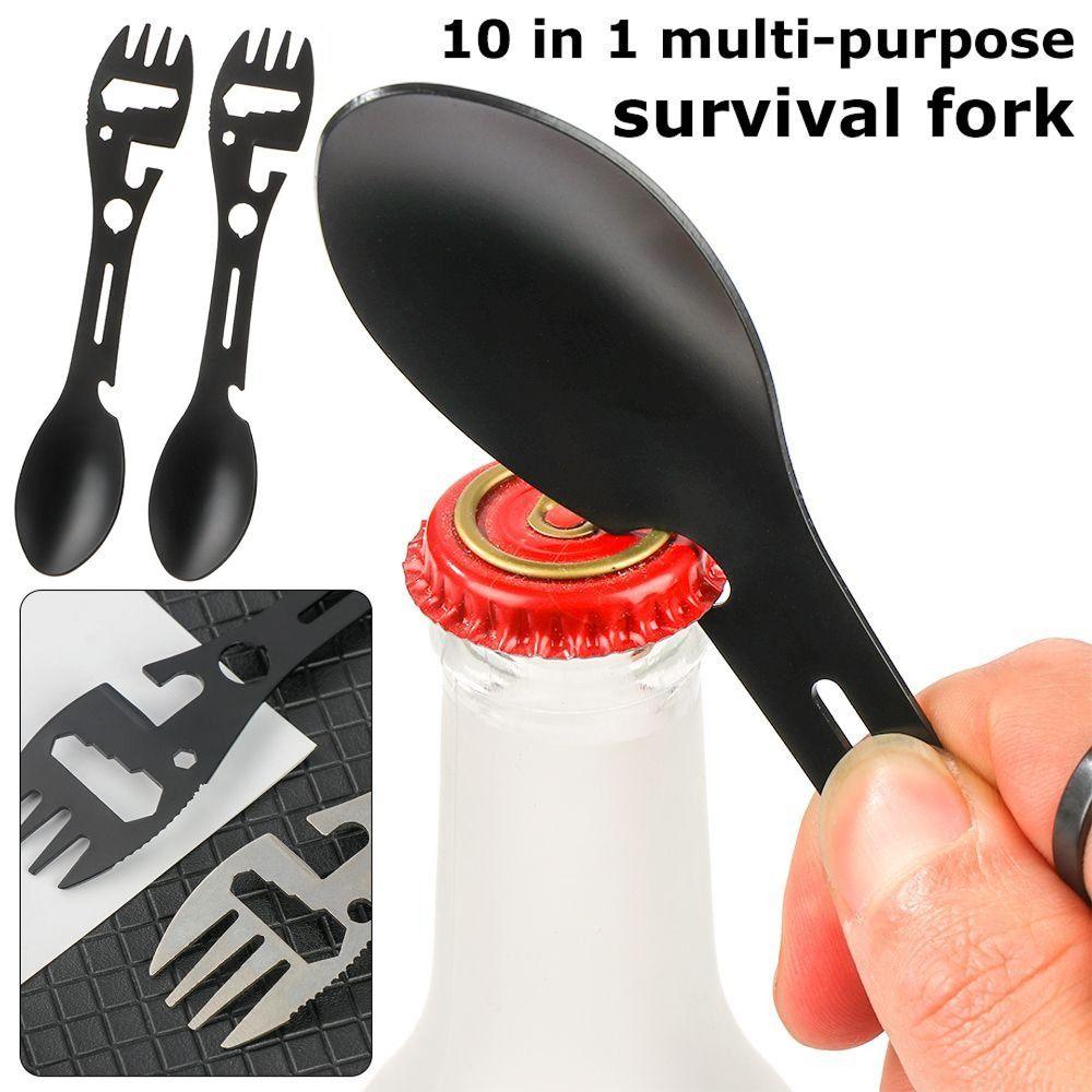 Multi-function Bottle Cans Opener Stainless Steel Multifunctional Spork  EDC Survival