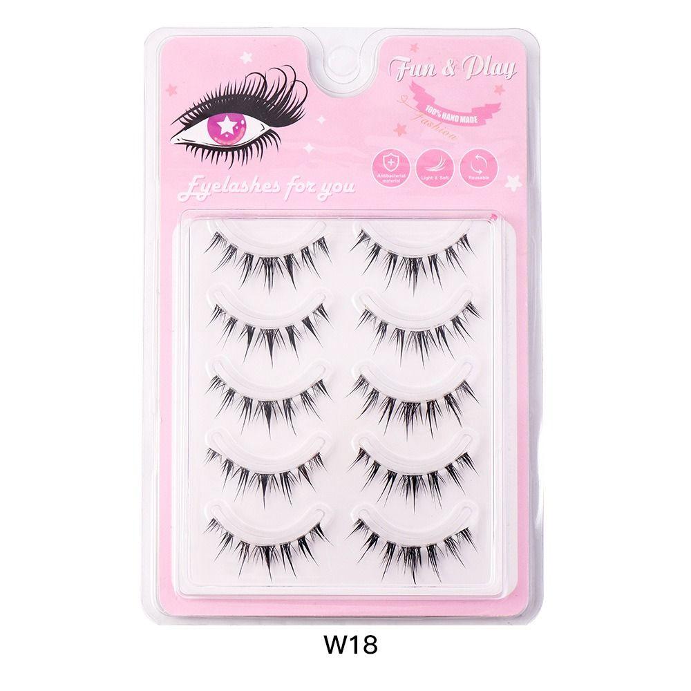 Wispy False Eyelashes Natural Look Cosplay Lashes Clear Band Fake Lashes  Women Girls