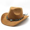 Suede Ethnic Style Tibetan Western Cowboy Hat Top Hat Autumn And Winter Men'S And Women'S Felt Hats Upturned Jazz Hats