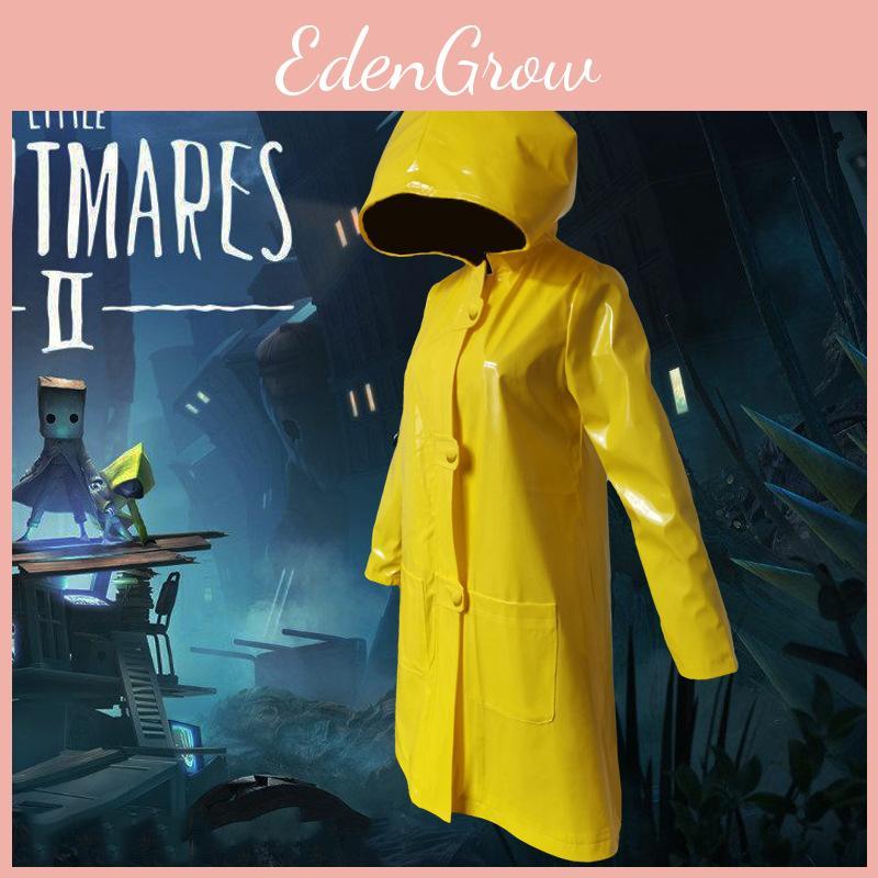 Ярко-желтый костюм для косплея Six из Little Nightmares 2 с водонепромокаемым плащом