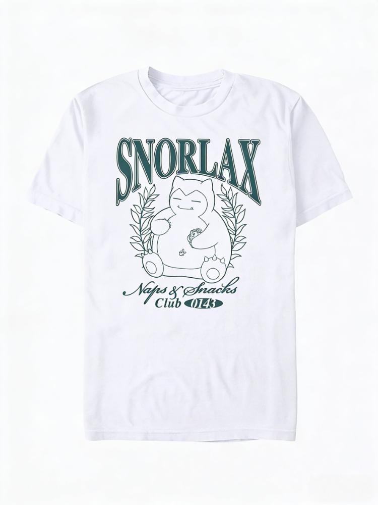 Anime Pokmon Genie Snorlax Academy Printed Tshirt Summer Unisexs And Unisexs Tshirt Trendy Loose Casual Short Sleeve 2026 New