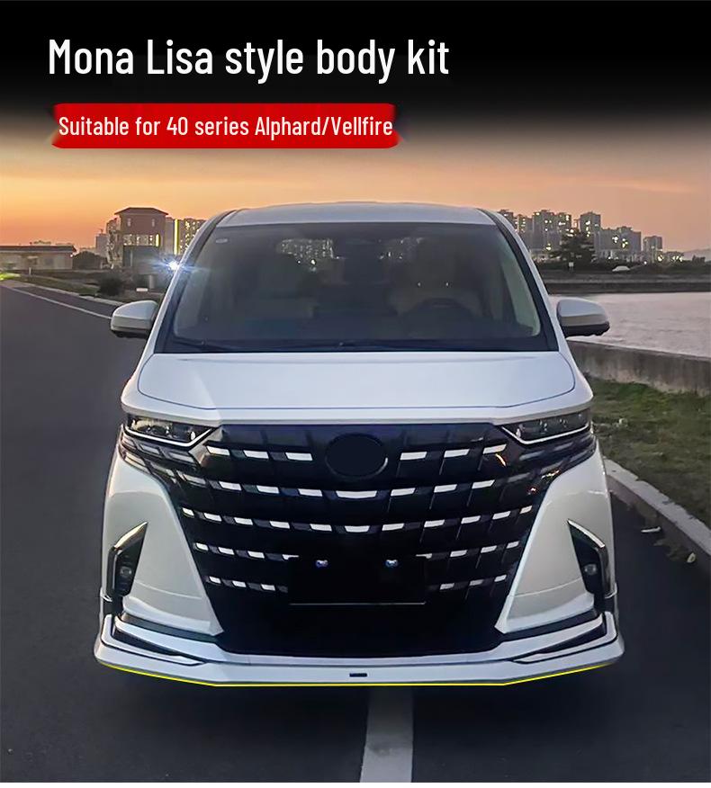 2024 Alphard Vellfire 40 Series Mona Lisa Style Body Kits: White/Black Painted Exterior Parts