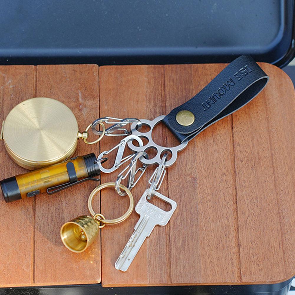 Outdoor Leather Cat Claw Stainless Steel Keychain Multifunctional Key Chain Camping Keychains Quick Hanging Hiking Accessories