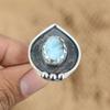Natural Larimar Gemstone 925 Sterling Silver Promise Adjustable Ring For Girls