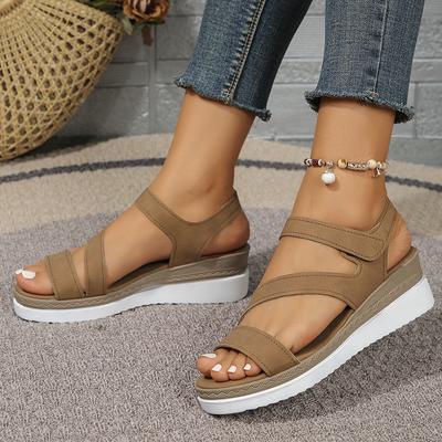 Сандалии на платформе Lucyever Plus Size 43, женские, летние, 2024 г., на толстой подошве, сандалии на танкетке, женские, с ремешком на щиколотке, повседневные, гладиаторские сандалии