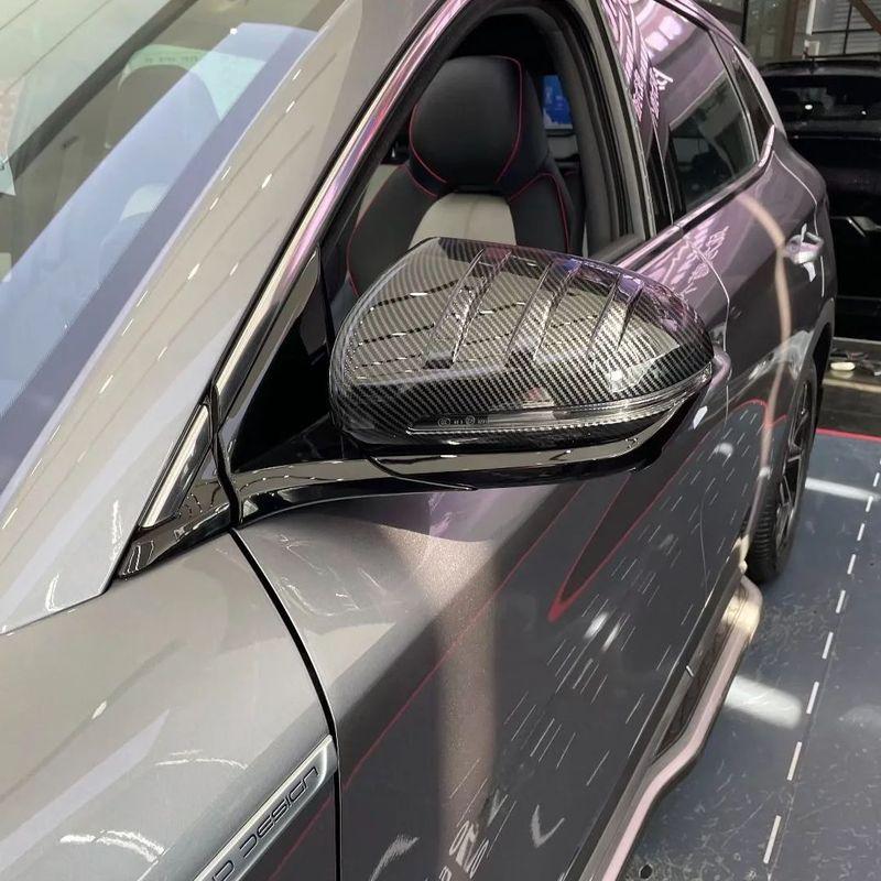 For BYD ATTO 3 Atto3 YUAN PLUS EV 2024 ABS Glossy Black Rearview Mirror Cover Trim Sticker Car Styling Accessories