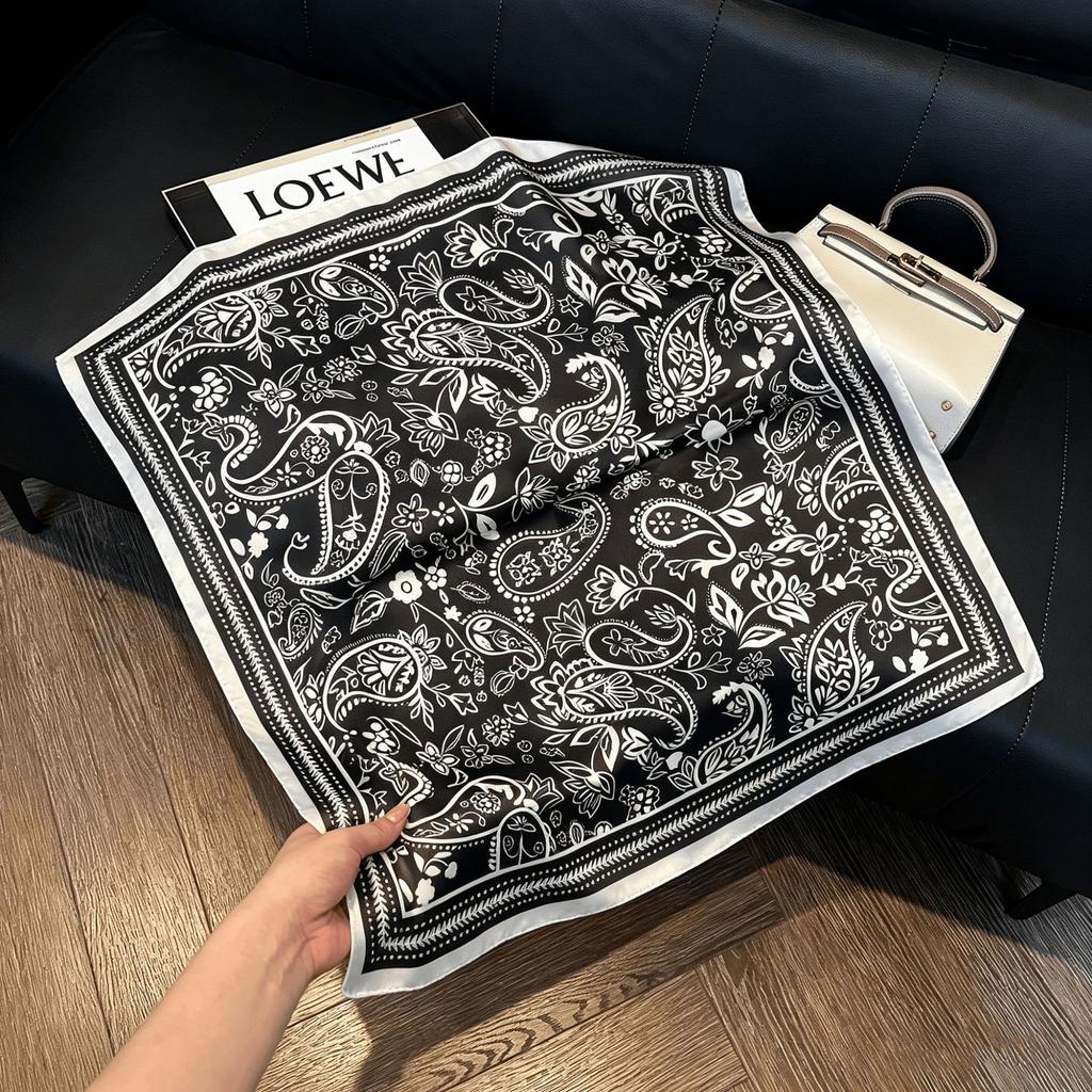 Silk scarf small square scarf feeling headband tied hair spring summer autumn feeling trend versatile fashion tied bag scarf scarf