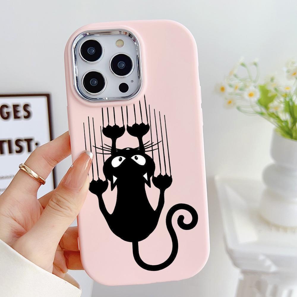 LZ9 мультяшный кот милый художественный дизайн мягкий чехол для телефона Samsung S24 Ultra S23 Plus S21 A16 A54 A34 A06 Infinix Hot 40 30i защита объектива противоударный чехол