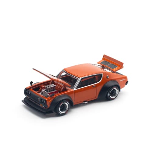 POP RACE 1/64 SKYLINE GT-R V8 DRIFT (KENMERI) ORANGE Finished Product PR640173