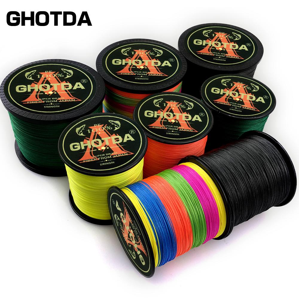 GHOTDA 4-х прядная леска, плетеная полиэтиленовая леска 500 м, мультифиламентная леска 10-120 фунтов, шнур для ловли карпа