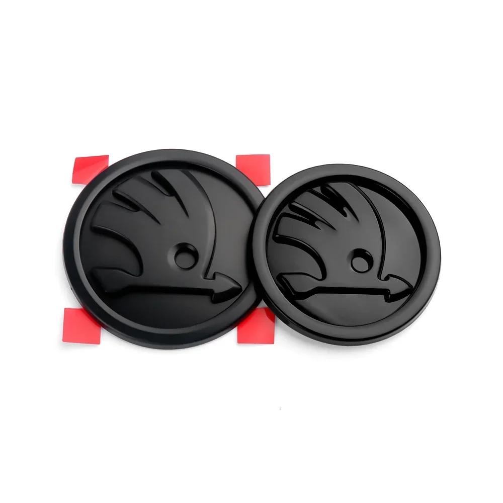 Car Sticker Skoda 2025 Hot 2pcs 80/90/100mm Car Front Hood Badge Rear Trunk Emblem Sticker for Skoda Rapid Fabia Octavia 2 A7 Ye