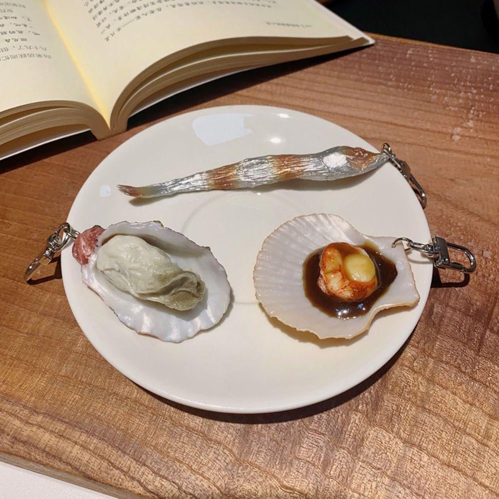 Fashion Oyster Scallop Model Key Ring Creative Seafood Pendant Key Chain Bag Accessories