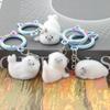 1Pcs Animal Plush Dolls Pendant Cute Flocking Resin Seal Love Keychain For Bag Mobile Phone Charms Home Decoration Crafts