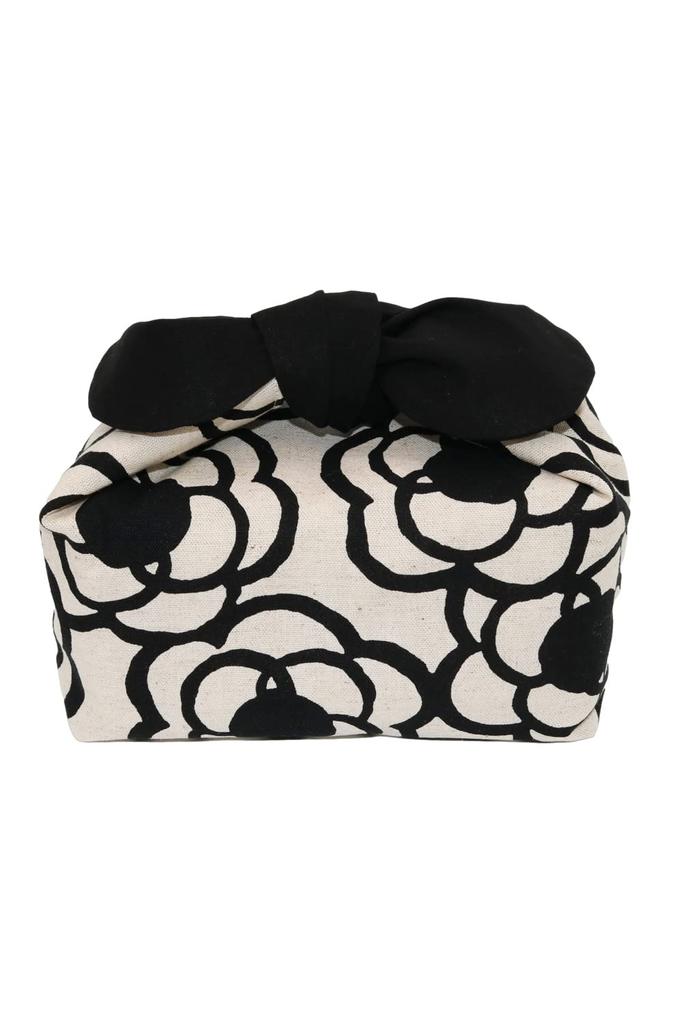 Insulated Lunch No Azuma Camellia Design Bag, Drawstring, Tie-On Type, Bag, Ribbon, (Off-White)