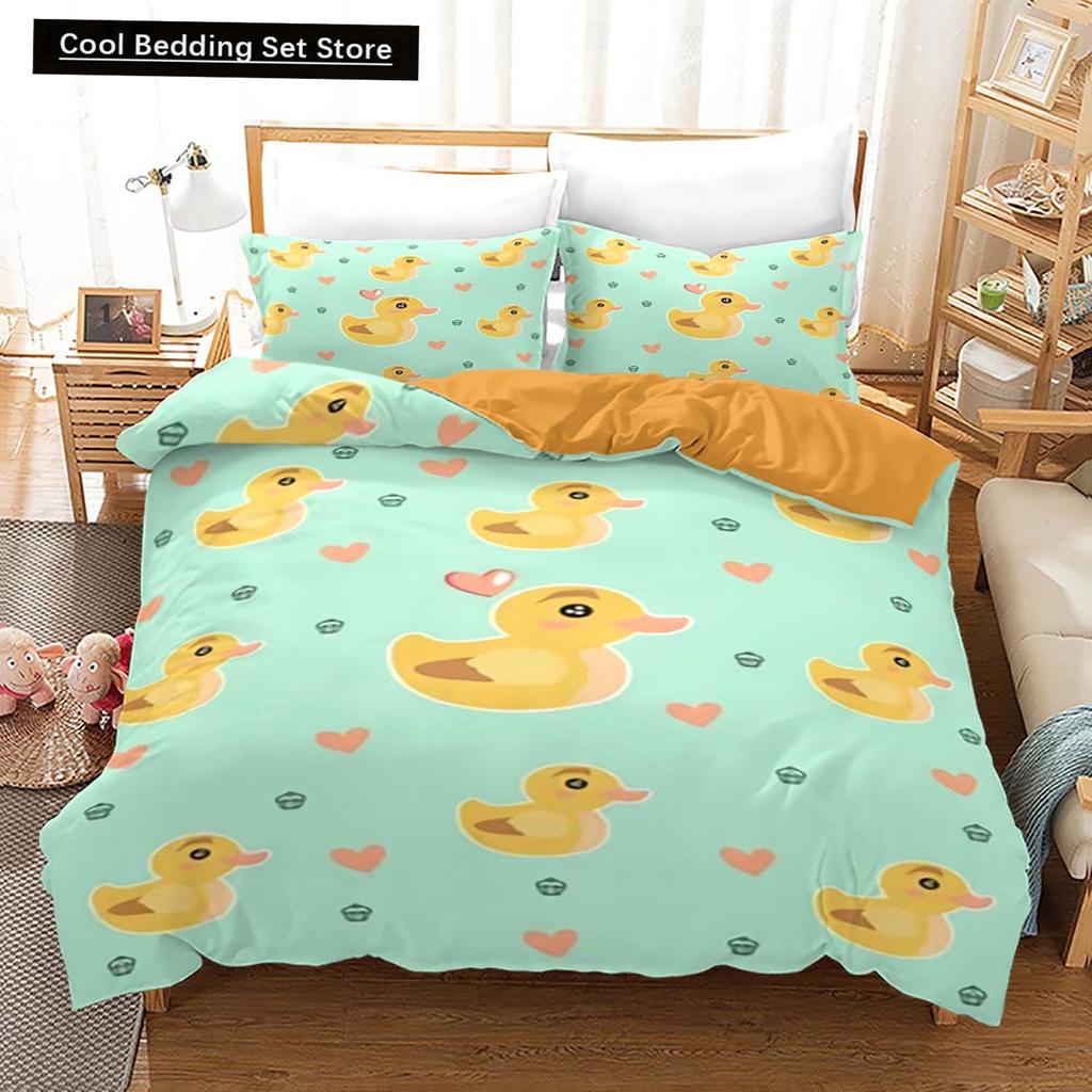 Yellow Duck Bedding Set Single Twin Full Queen King Size Little Duck Bed Set Aldult Kid Bedroom Duvetcover Sets 3D Print 015
