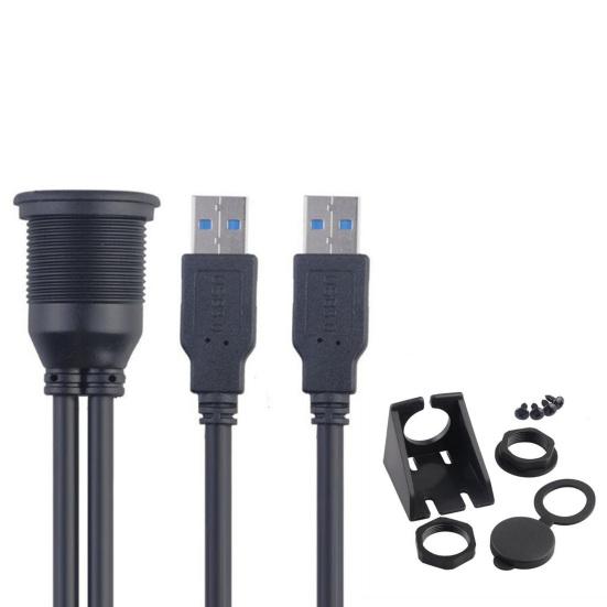 Двойной USB 3 удлинительный кабель для крепления на панели приборной панели для автомобиля, лодки, мотоцикла