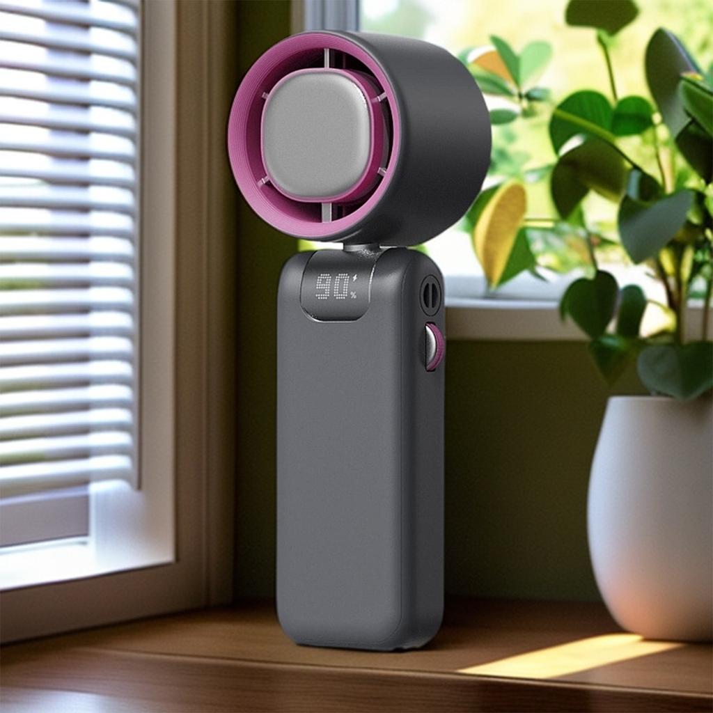 Turbo High-speed Outdoor Folding Handheld Small Fan Portable Usb Charging Digital Display Cooling Neck Fan