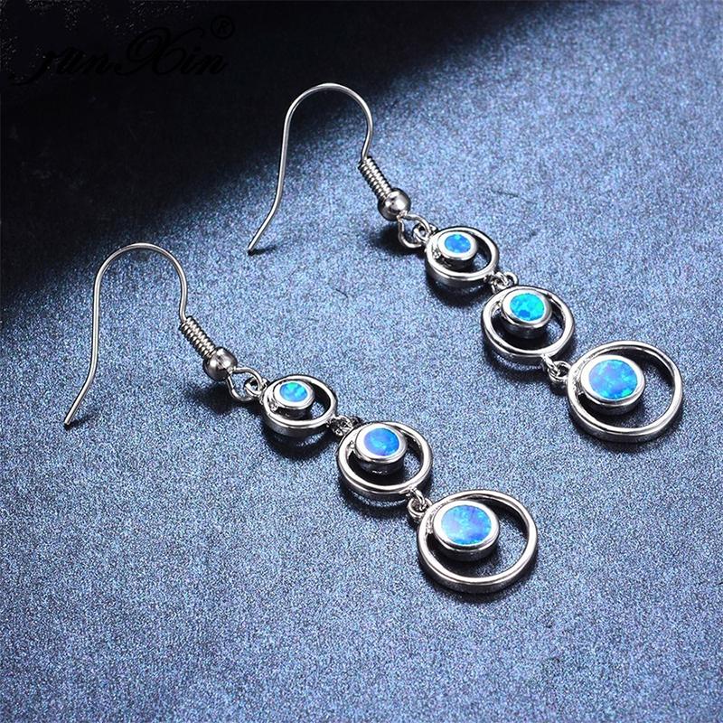 Fashion Women Earrings 2025 Retro Imitation Opal Geometric Pendant Earrings Women Jewelry Bohemian Long Dangle Earrings
