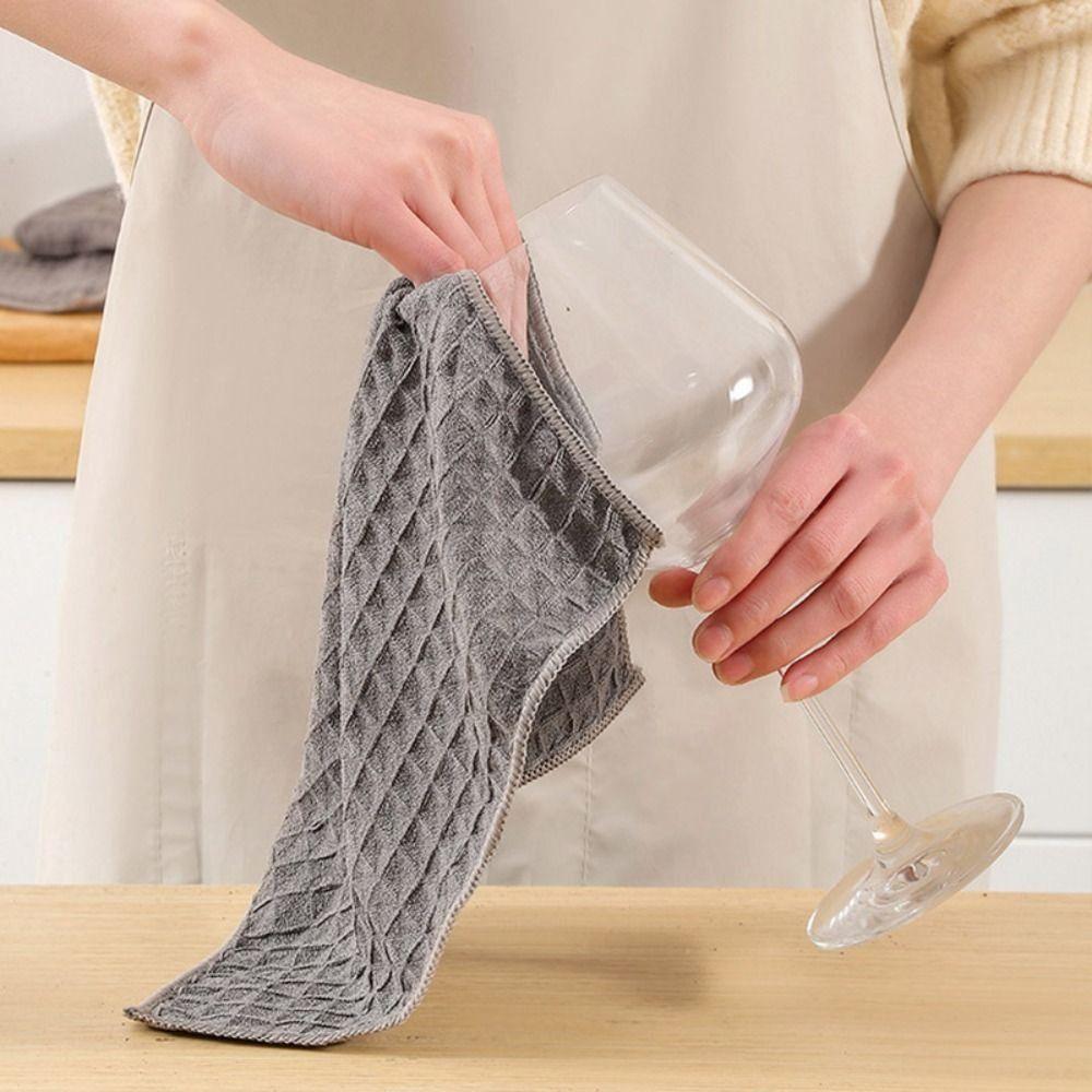 Впитывающие ткани для мытья посуды вафельного переплетения без ворса, очищающее полотенце, поглощающее воду