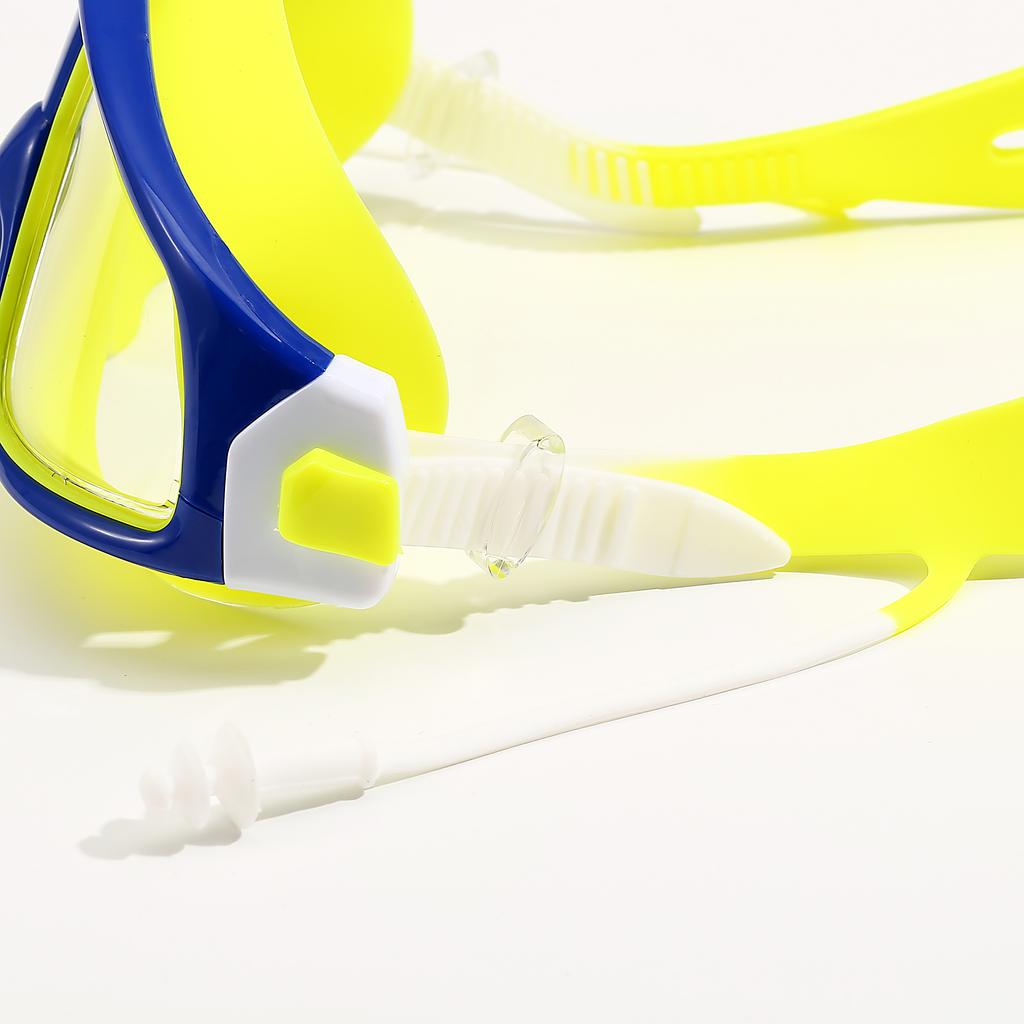 Children Big Frame Swimming Glasses with Earplugs Anti-fog Swimming Glass Boys and Girls Swimming Pool Beach Glasses Swimming