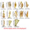 6/12PCS Random Mix Style Gold Color Musical Instrument Ornament Landscape Arrangement Photography Prop Home Store Decoration ZYF