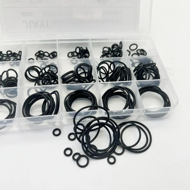 NBR Black O-Ring Assortment Kit 1 Box Of 225Pcs CS 1.5mm OD 6mm~30mm Nitrile Seals for Pumps/Valves Durable Mechanical Sealing