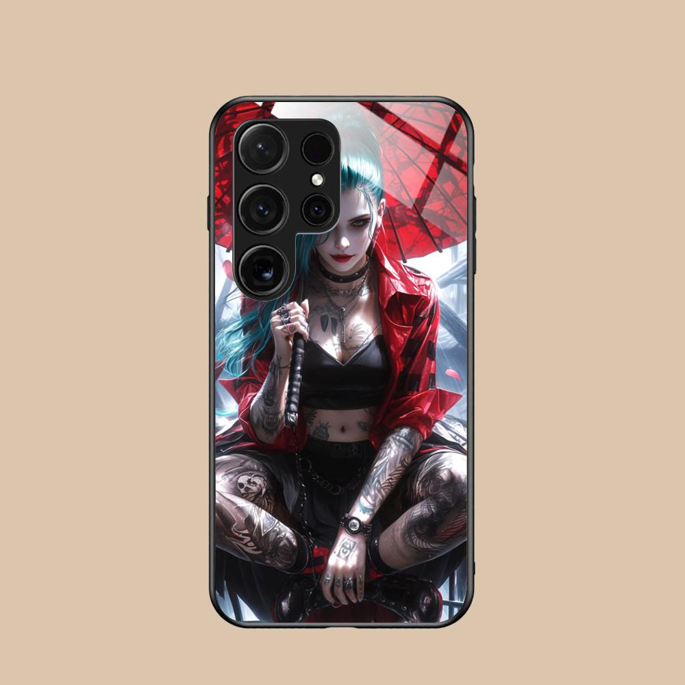 Модный чехол для телефона с тату-девушкой для Samsung Galaxy S26 S25 S24 S23 S22 S21 S20 Note20 Plus FE Ultra Стекло Цветная крышка