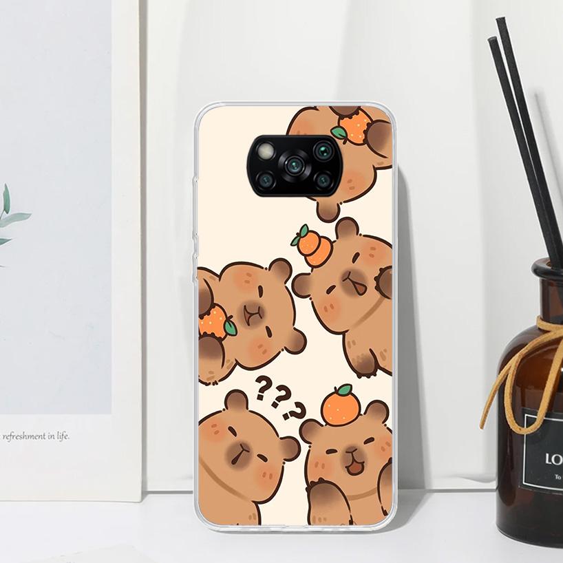 Funny Capybara Cartoon Animal Phone Case For Xiaomi Poco X7 X6 X5 M7 M8 Pro F7 Ultra Redmi 15C 15 13C 13 12C 12 10 10C 10A Art F