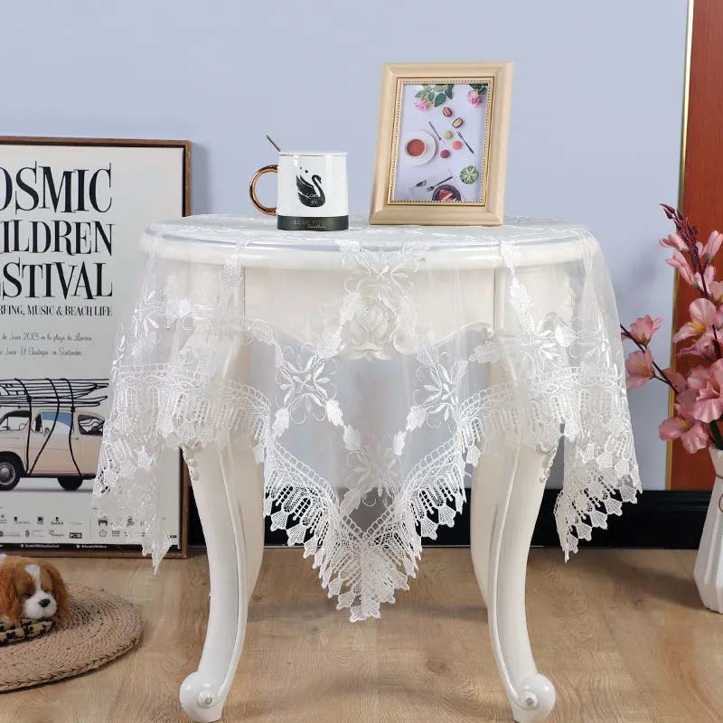 Пряжа Вышитая кружевная скатерть Круглый стол Квадратная скатерть Чайная скатерть Прямоугольная скатерть Крышка прикроватной тумбочки Ретро Европейский стиль