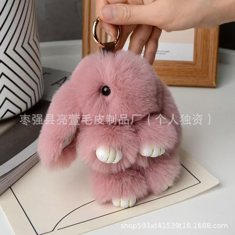 New Style 15cm Women's Rabbit Fur Keychain Bag Car Pendant Jewelry Decoration Fashionable Accessory for Bags and Gifts