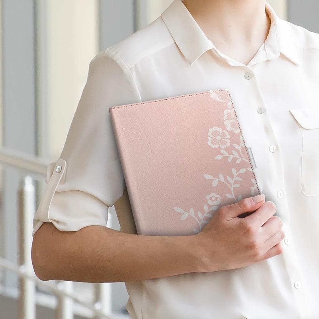 Igcase Fire HD 8 Released In Dedicated Case Notebook Type Cover Direct Paste Type Pink White Elegant 005367 (8th Generation, 2018)