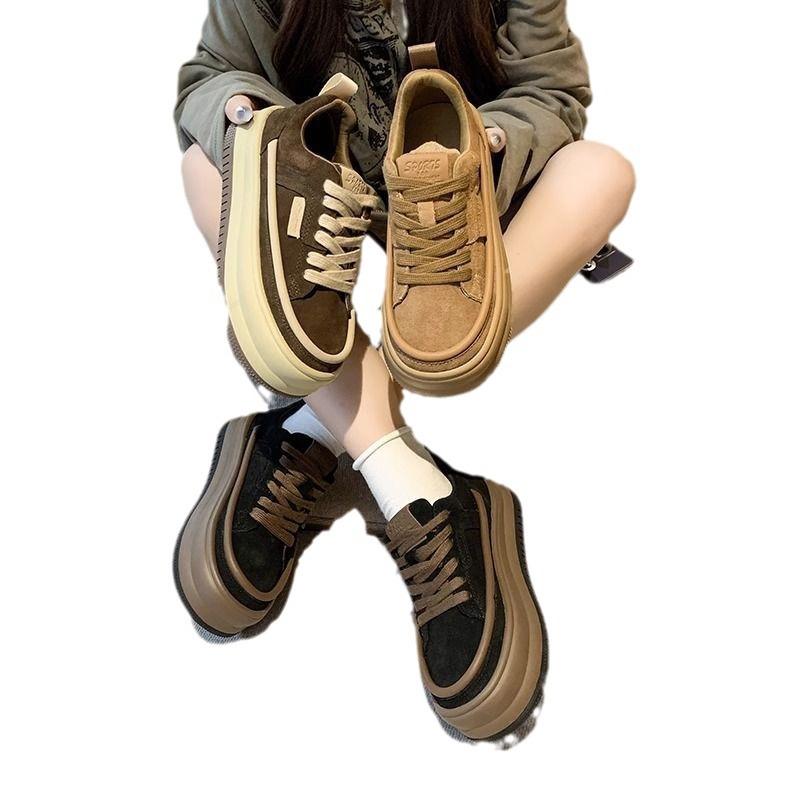 Туфли на платформе белые женские ретро осенние новые повседневные туфли Ins All-Matching Muffin Sneakers