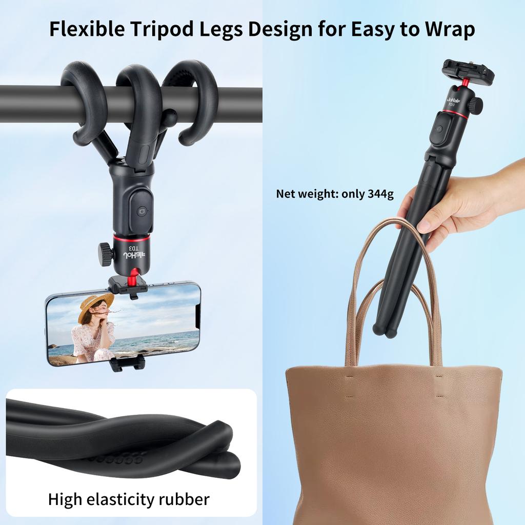 JoHalF Extendable Octopus Tripod Flexible Selfie Stick Tripod Stand with Phone Holder 1 4 Inch Screw Remote Shutter for