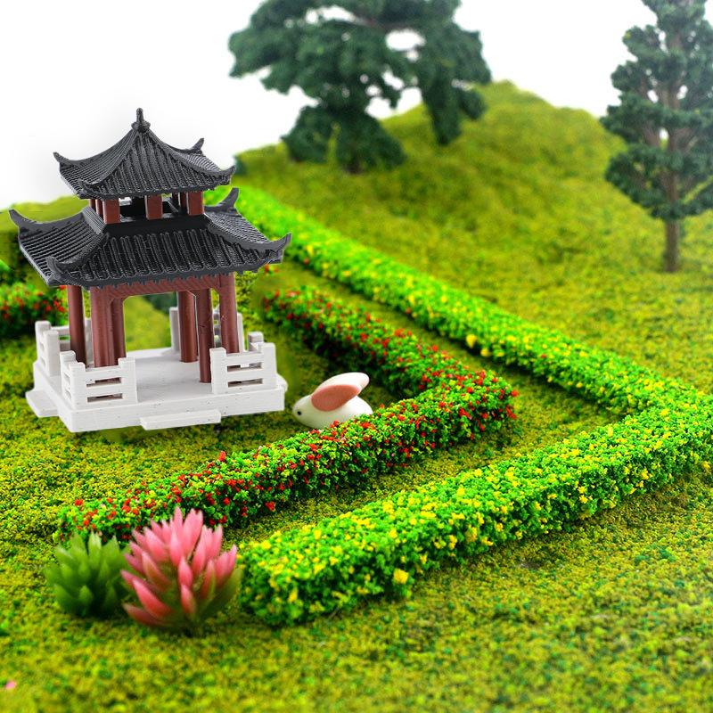 1PC Mini Chinese Ancient Pavilion Statue, Classic Garden Ornament for Courtyard Bonsai Desktop, Weatherproof Miniature Decor
