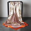 90cm Neck Scarf Satin Women Decorated Floral Print Shawl Square Scarves Fashion Accessories
