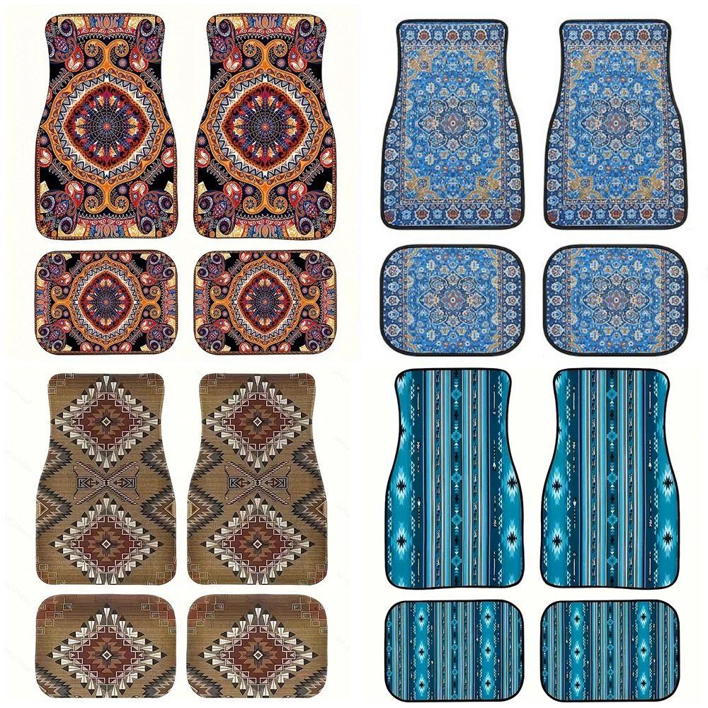 4 шт. Сверхпрочные персидские ковры Богемные коврики для защиты пола автомобиля для передних и задних сидений