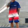 Мужской спортивный комплект Gradient, повседневный удобный пляжный костюм, рубашка + брюки, комплект из 2 предметов