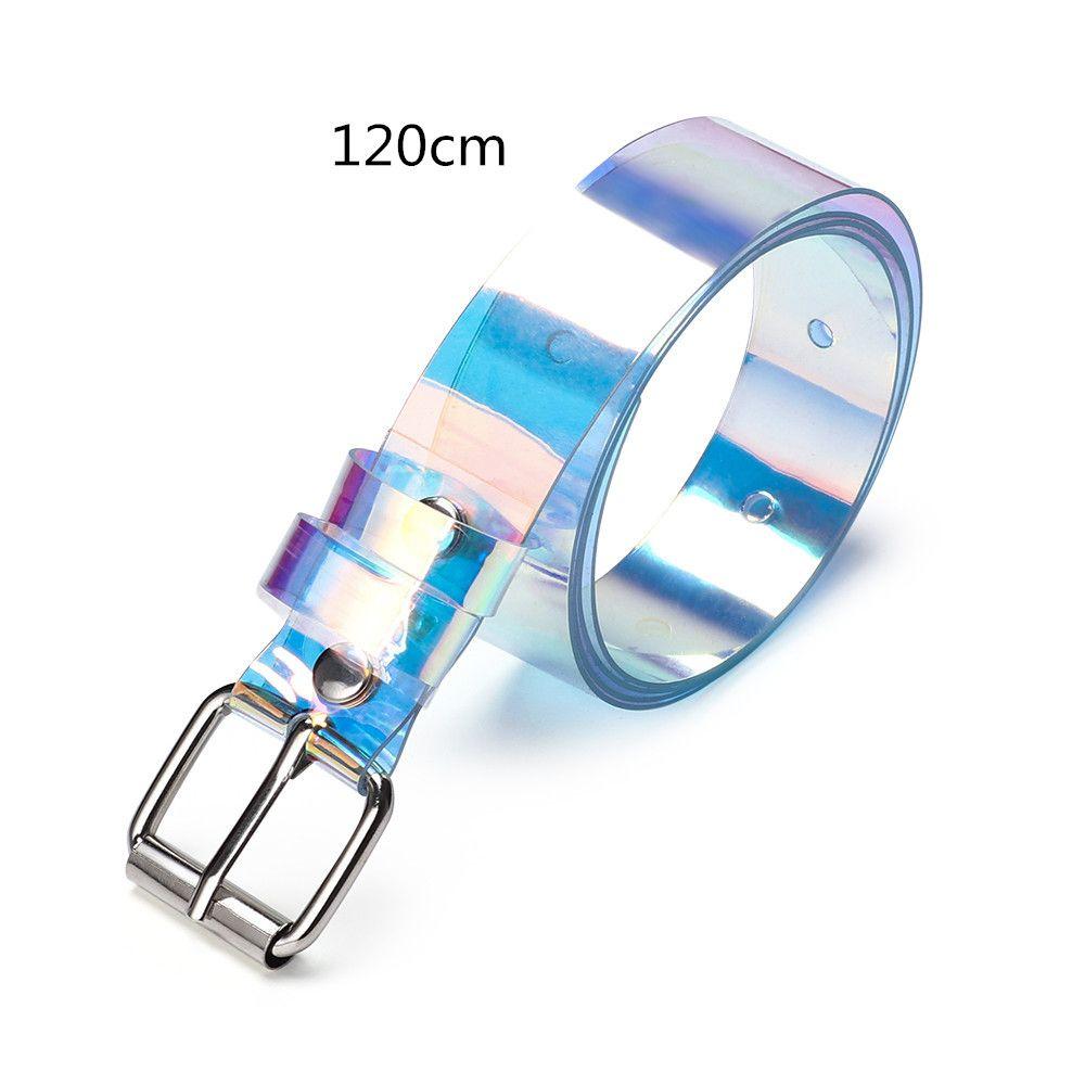 Wide Pin Buckle Laser Holographic Color Focus Waist Strap Rainbow Waistband Punk Waist Belt