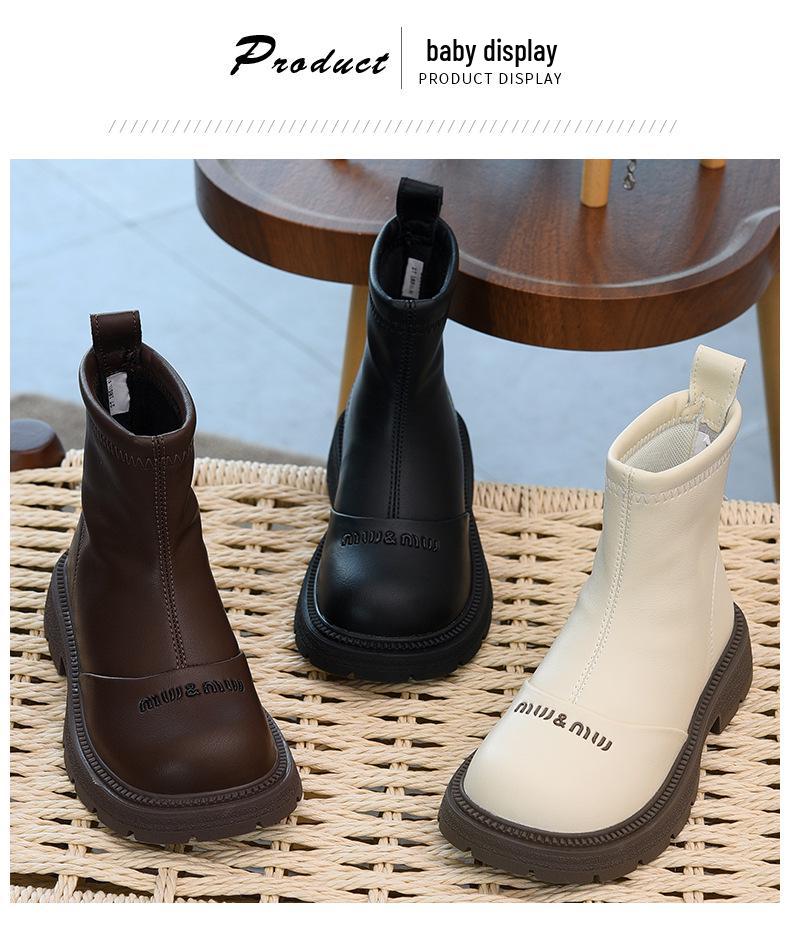 Водонепроницаемые кожаные хлопковые ботинки для девочек - Осень/Зима 2025 Стиль Мартин