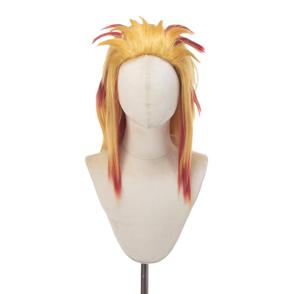 Косплей-парик Клинок, рассекающий демонов Столп Пламени Ренгоку Абрикосовый Шуллан Окрашивание градиентом Аниме Косплей-парик Парик из синтетического волокна