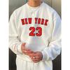 Письмо Нью-Йорк 23 Печать Толстовки Осень Зима Мужские Толстовки Уличные Тренды Пуловеры Удобная Одежда