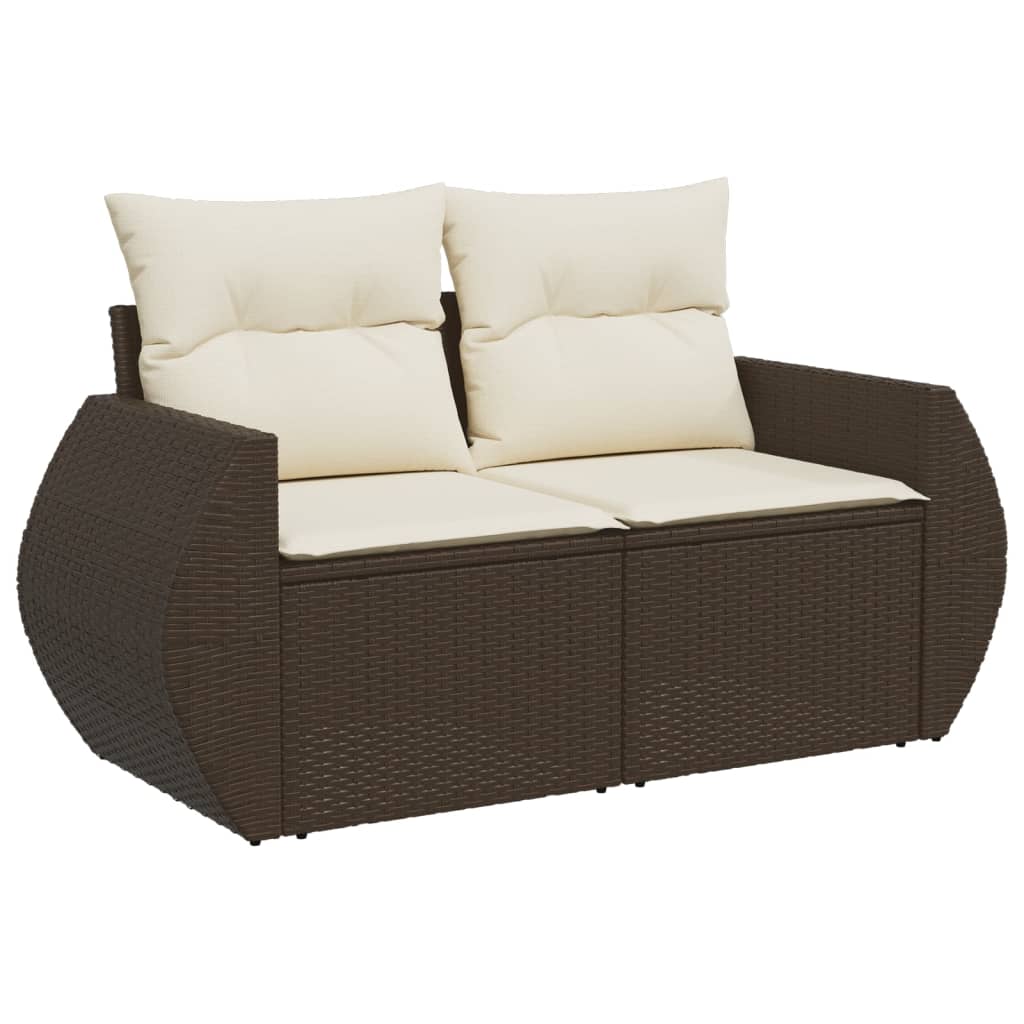 Vidaxl Sofa Ogrodowa Z Poduszkami, 2-Osobowa, Brązowa, Polirattan