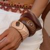 Европейско-американский стиль Деревянный широкий браслет Богемный Ретро Ручное кольцо Полосатый узор Браслет Украшение
