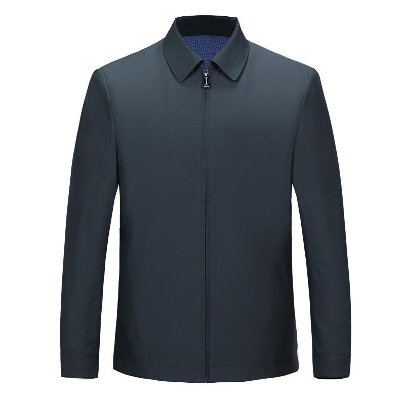 Осенняя новая мужская куртка из шелка тутового шелкопряда для людей среднего и пожилого возраста, куртка с лацканами, деловая повседневная ветровка, куртка без глажки