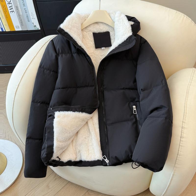 Winter new short loose versatile cotton clothes women's warm small hooded warm velvet cotton-padded clothes