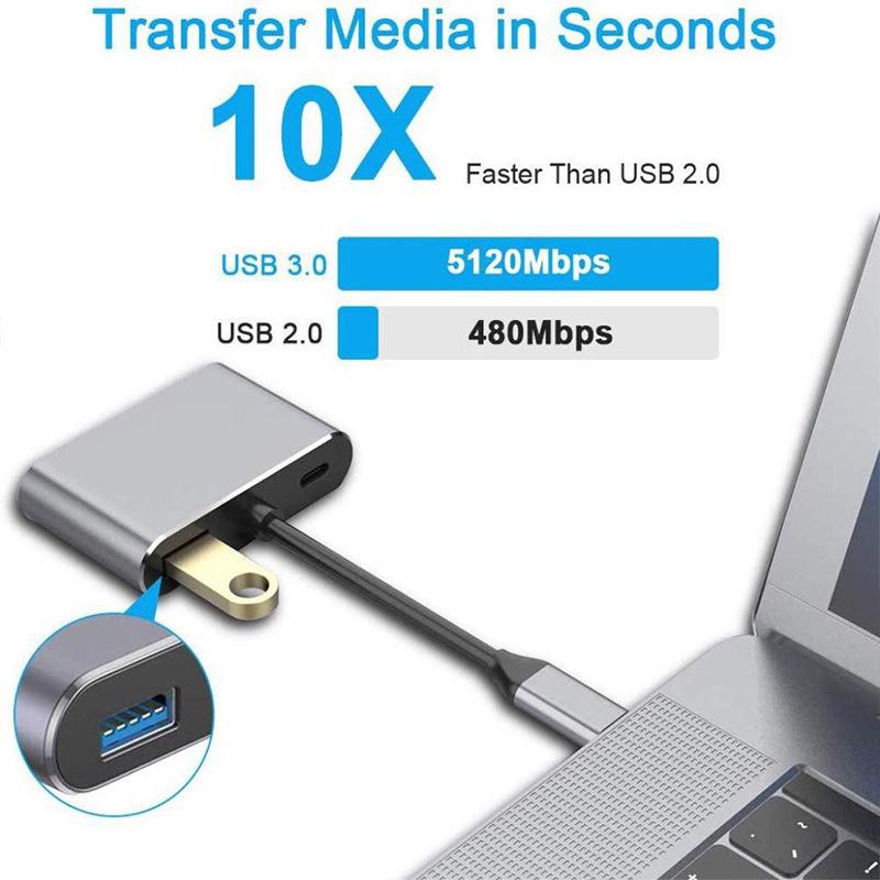 4-в-1 Док-станция Type-C: Многоэкранный HDMI-дисплей и концентратор для 4K-зеркалирования