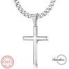 Ожерелье Fansilver Cross из стерлингового серебра S925 для мужчин и женщин, прочное ожерелье с кубинским распятием из нержавеющей стали 5 мм, ювелирные изделия