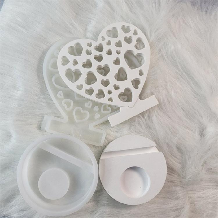 Candle Base Gypsum Mould Heart Shaped Candle Holder Mold Decorative Silicone Ornament Mould Practical Jewelry Tool