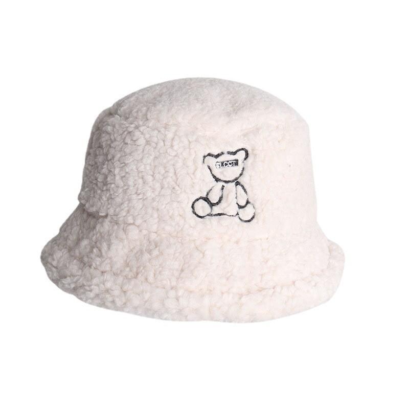 Hat Bear Elegant For Women Winter Lamb Wool Insulated Fisherman Cap